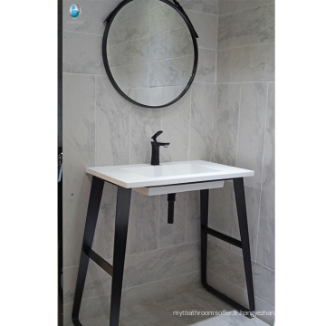 Salle de bains meubles noir stalnless plancher en acier unique évier étanche salle de bain vanité
